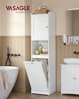 Badezimmerschrank Hoch Wäschekorb Tür Verstellbar Weiss von Songmics