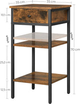 Nachttisch hoch mit Schublade rustikal Braun