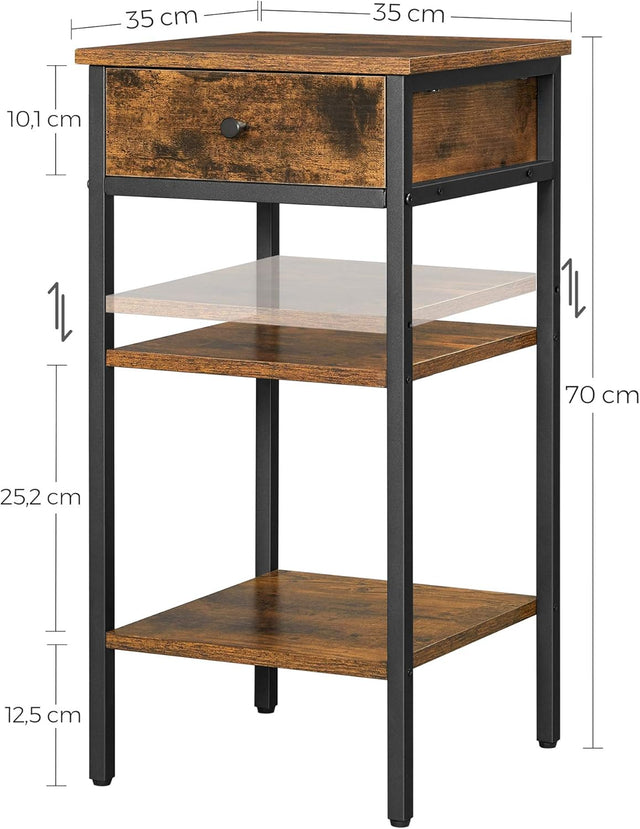 Nachttisch hoch mit Schublade rustikal Braun
