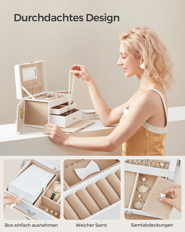 Schmuckkästchen mit Schubladen und Mini-Box Weiss