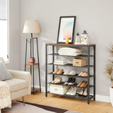 Schuhregal Metall Industriedesign 5 Ebenen Vintagebraun