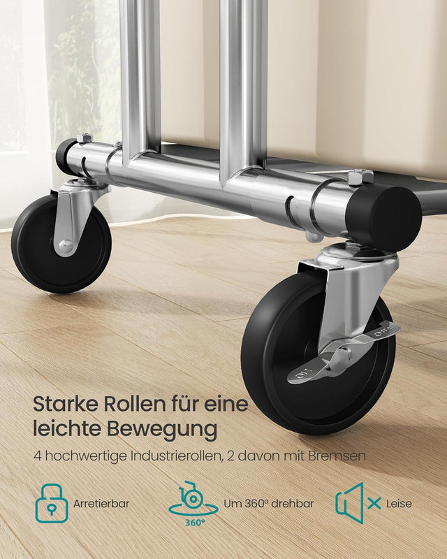 Kleiderständer Metall Schwerlast Verstellbar Rollen Silber von Songmics
