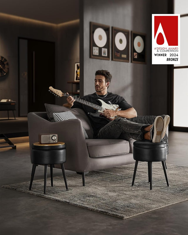 Sitzhocker mit Stauraum, tintenschwarz von Songmics