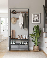 Kleiderständer mit Schuhregal rustikales Braun