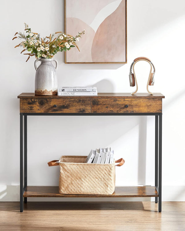 Konsolentisch Industrie Design Stahlgestell Vintagebraun