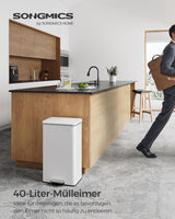 Mülleimer Küche 40L Stahl Weiss inkl. Müllbeutel