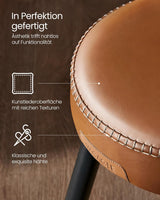 Barhocker 2er Set Kunstleder Mid-Century Karamellbraun Small