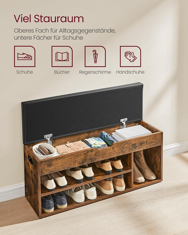 Schuhbank Sitzbank Stauraum gepolstert Vintagebraun