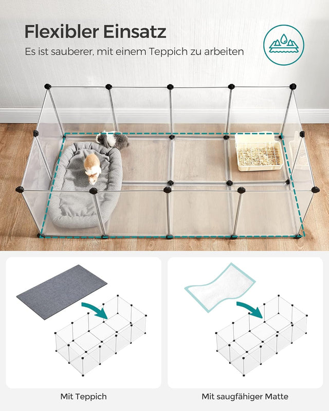 Freigehege Kunststoff Laufstall Kleintiere Weiss von Songmics