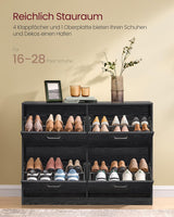 Schuhschrank Klappen Verstellbar Flur Ebenholzschwarz