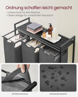 Wäschekorb mit 3 Fächern und Ablage, schiefergrau-anthrazitgrau von Songmics