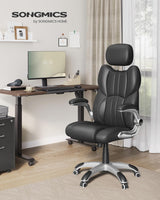 Bürostuhl Gaming Verstellbar Kopfstütze Armlehnen Schwarz von Songmics