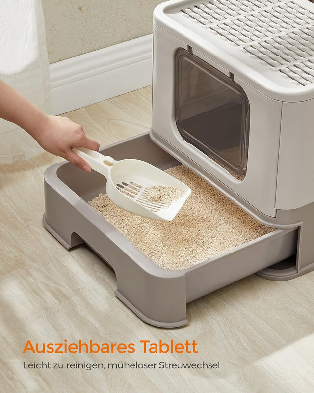 Katzentoilette mit Deckel auslaufsicher Haferflockenfarben