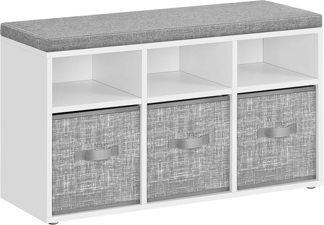 Schuhbank mit Aufbewahrung, wolkenweiss-Taubengrau von Songmics