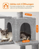 Kratzbaum Katzenhaus mit Hängematte hellgrau