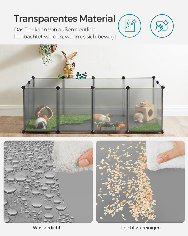 Freigehege Kunststoff für Kleintiere Grau