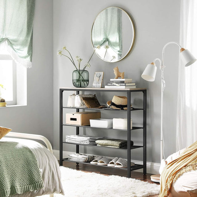 Schuhregal Metall Industrie Design Greige Schwarz