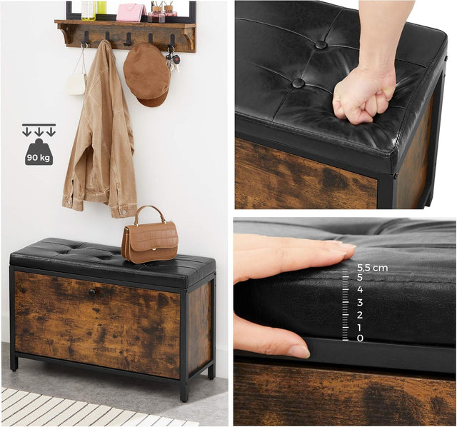 Schuhbank Industrie-Design mit Klappe vintagebraun von Songmics