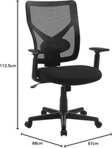 Bürostuhl ergonomisch verstellbar gepolstert Schwarz