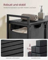 Wäschekorb mit 3 Fächern und Ablage, schiefergrau-anthrazitgrau von Songmics