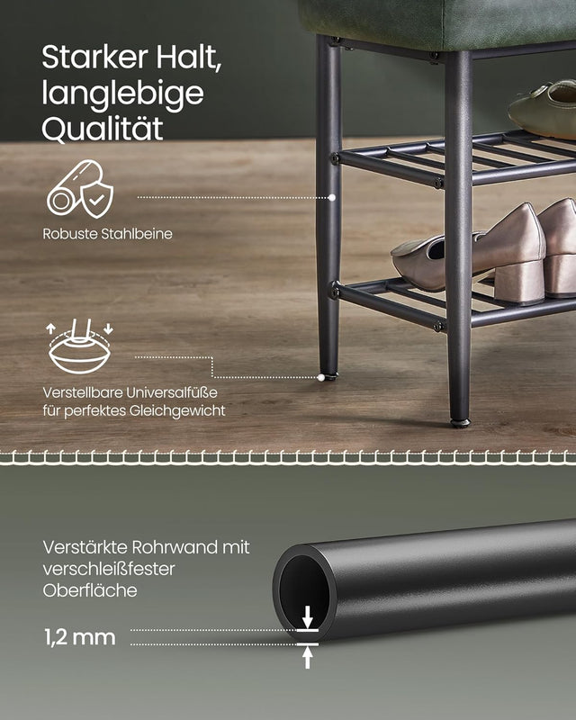 Schuhbank Kunstleder MidCentury Modern Waldgrün