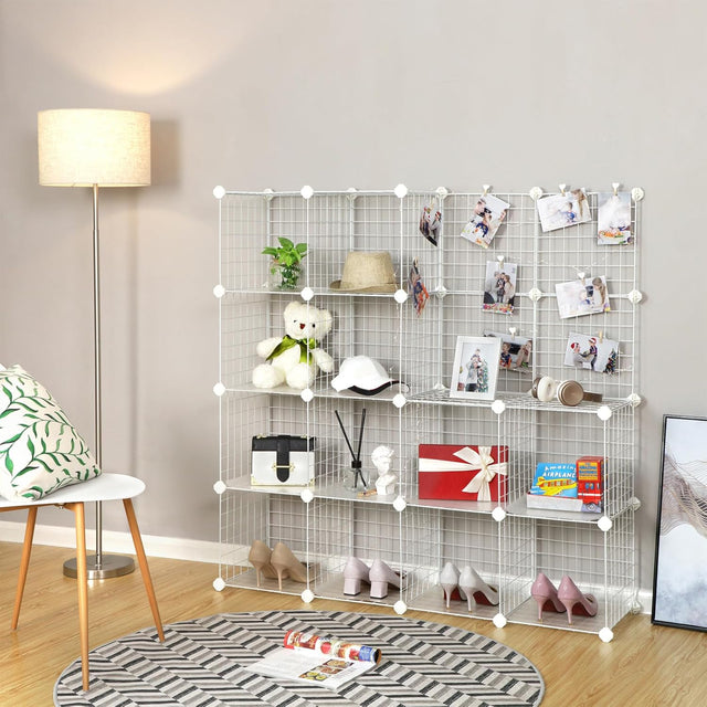 Steckregal Modulares Gitterregal Drahtrahmen Weiss von Songmics