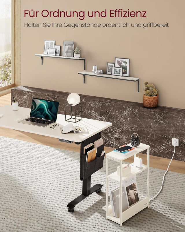 Beistelltisch mit Ladefunktion, cremeweiss