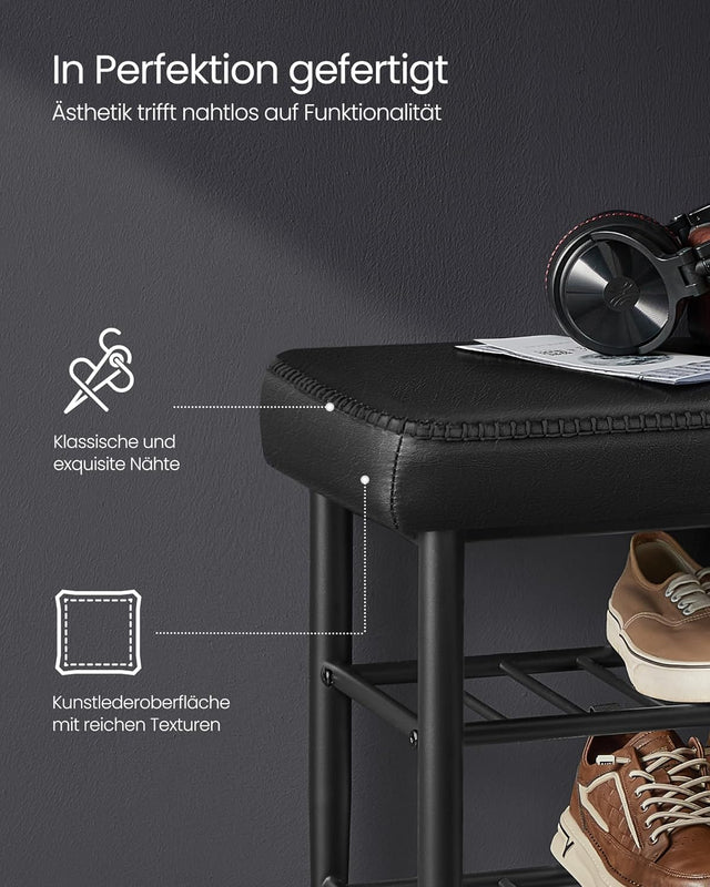 Schuhbank Kunstleder modern tintenschwarz 60er-Jahre von Songmics