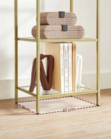 Regal mit 5 Ablagen transparent-gold