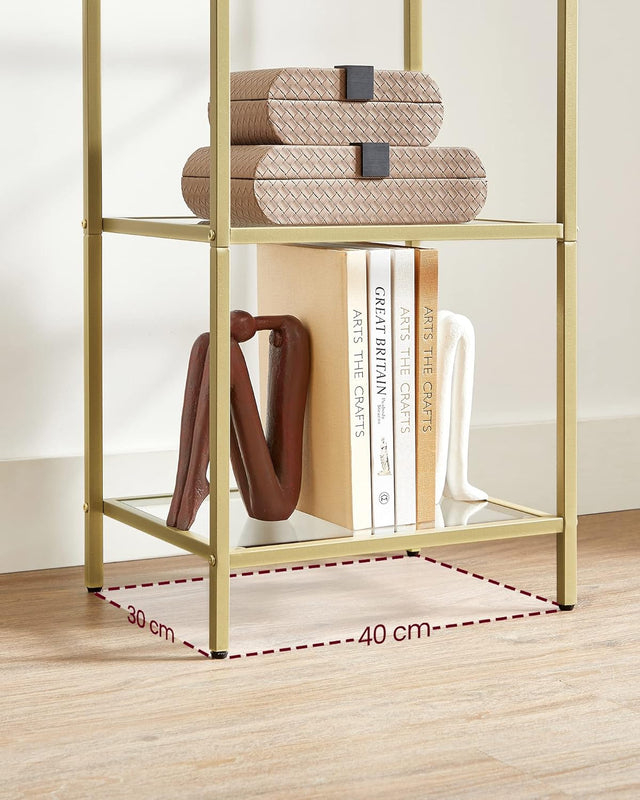 Regal mit 5 Ablagen transparent-gold