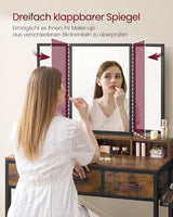 Schminktisch Set mit Hocker rustikal braun