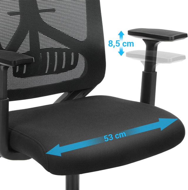 Bürostuhl Ergonomisch Verstellbar Lendenwirbelstütze Kopfstütze Schwarz