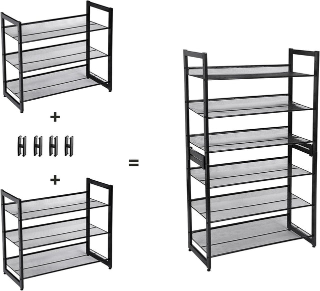 Schuhregal Metall 3 Ebenen Schwarz von Songmics