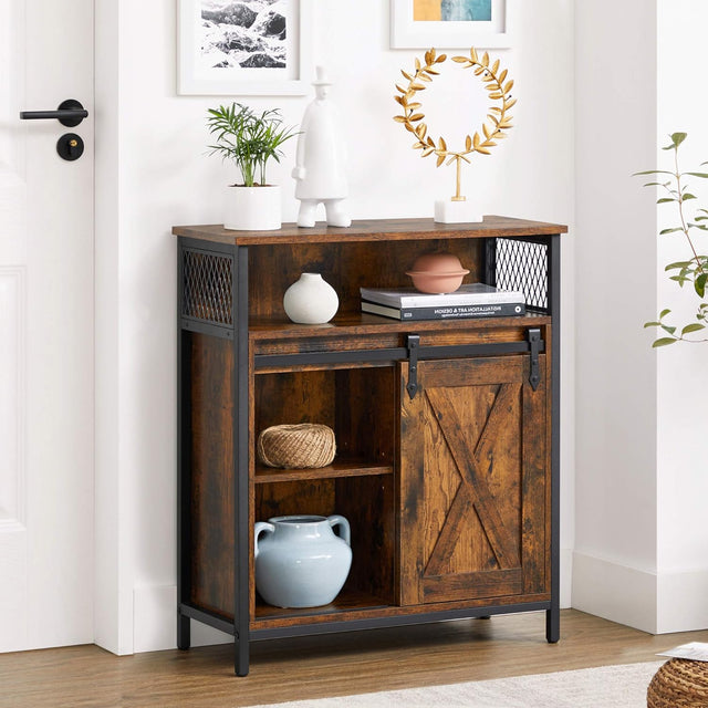 Sideboard mit Schiebetür rustikales Braun von Songmics
