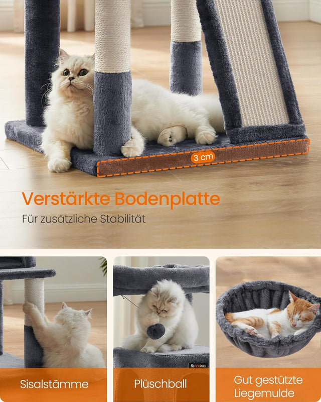 Kratzbaum Katzenbaum mit grosser Plattform rauchgrau