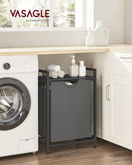 Wäschekorb mit Ablagefläche, Schiefergrau Anthrazitgrau von guteszeug.ch