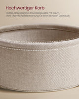 Beistelltisch mit Steckdose Stauraum, Mattweiss-Kamelbraun