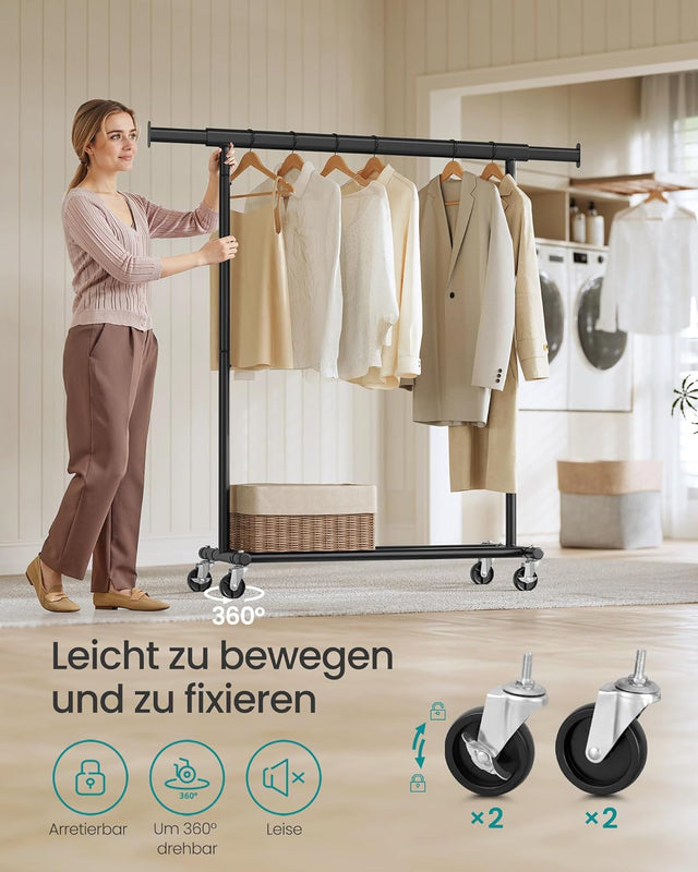 Kleiderständer Schwerlast transportabel ausziehbar schwarz von Songmics