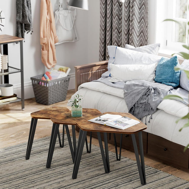 Beistelltisch Set Industrie-Design vintagebraun-schwarz