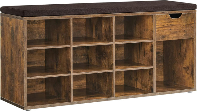 Schuhbank Regal Sitzbank Polster Vintagebraun Braun