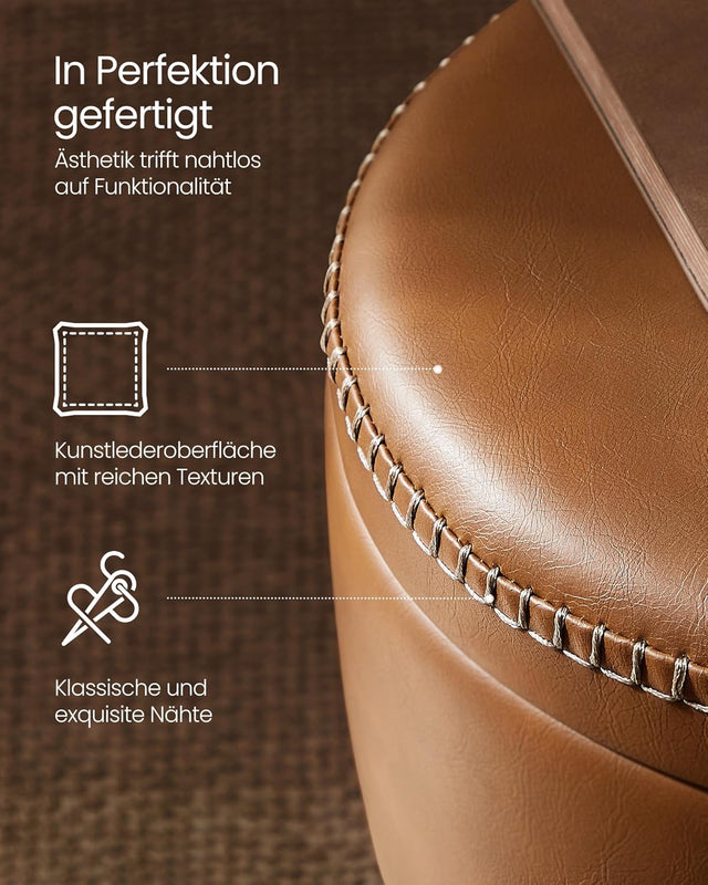 Sitzhocker mit Stauraum rund karamellbraun von Songmics