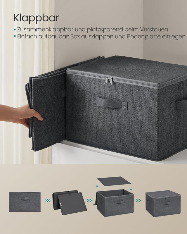 Aufbewahrungsbox faltbar mit Griffen schiefergrau 3er Set