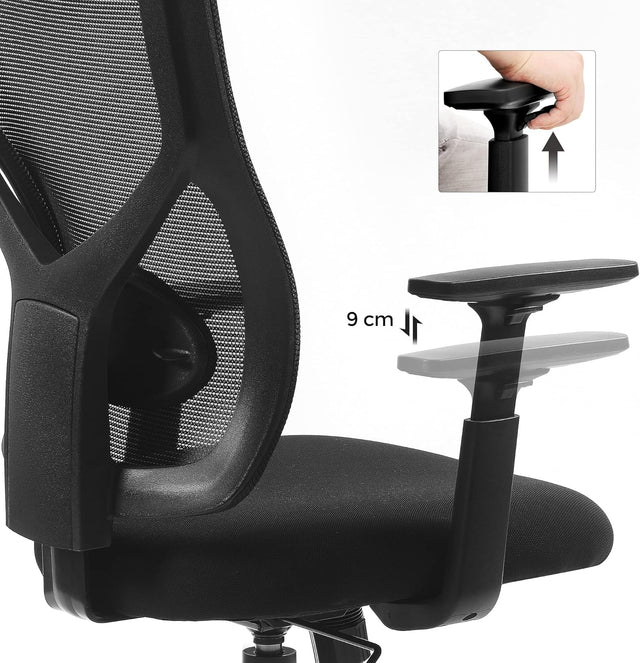 Bürostuhl ergonomisch verstellbar gepolstert Schwarz