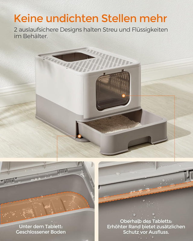 Katzentoilette mit Deckel auslaufsicher Haferflockenfarben