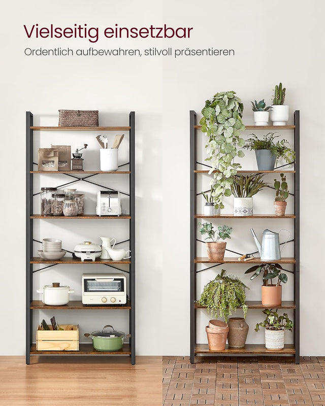 Bücherregal Industrie-Design freistehend vintagebraun-schwarz