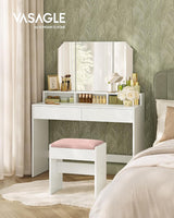 Schminktisch Klappspiegel Schubladen Modern Weiss