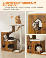 Kratzbaum mit Höhle und Liegeflächen vintagebraun