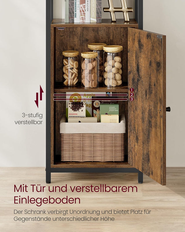Bücherregal mit Türen, vintagebraun-tintenschwarz