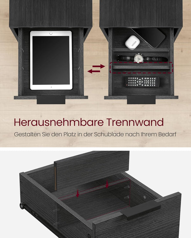 Beistelltisch mit Steckdosenleiste, anthrazitgrau