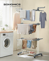 Wäscheständer klappbar mit Rollen weiss von Songmics